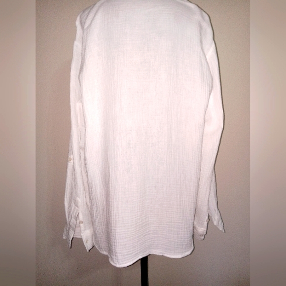 Sanctuary White Button Down Cotton Gauze Blouse - Picture 5 of 7